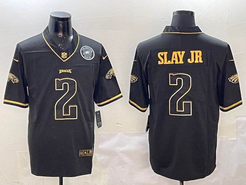Men Philadelphia Eagles #2 Slay jr Black gold Throwback 2025 Nike Limited NFL Jersey style 4->philadelphia eagles->NFL Jersey